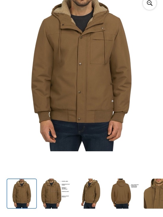 Other - Men's Hooded Sherpa-Lined Bomber Jacket - Brown